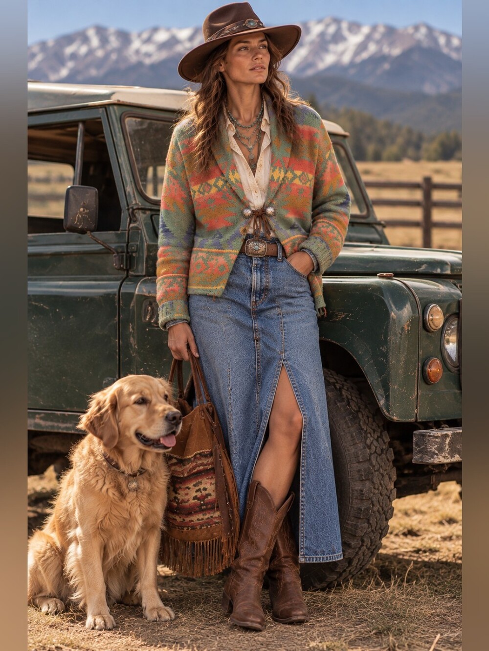 Vintage c.1990-1995 Polo Country Ralph Lauren Hand-Knit Southwestern Cardigan